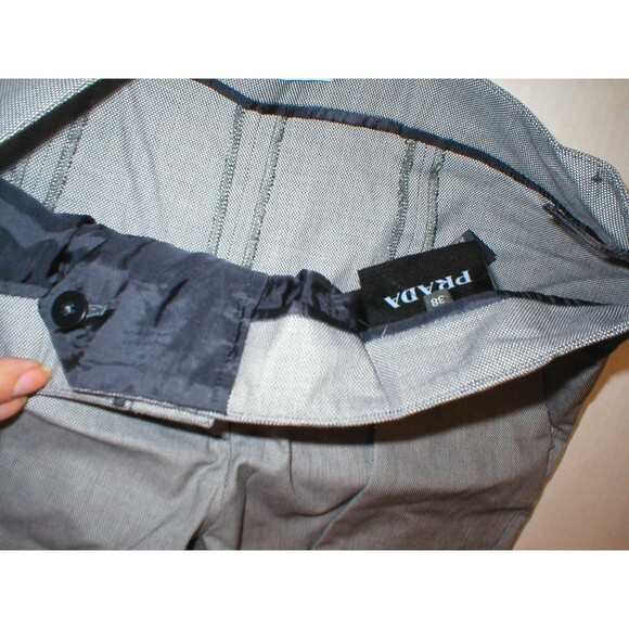 New 28 x 25 Womens Designer Prada Milano Pants 38 2 Crop Gray Black White Slacks - Picture 3 of 11